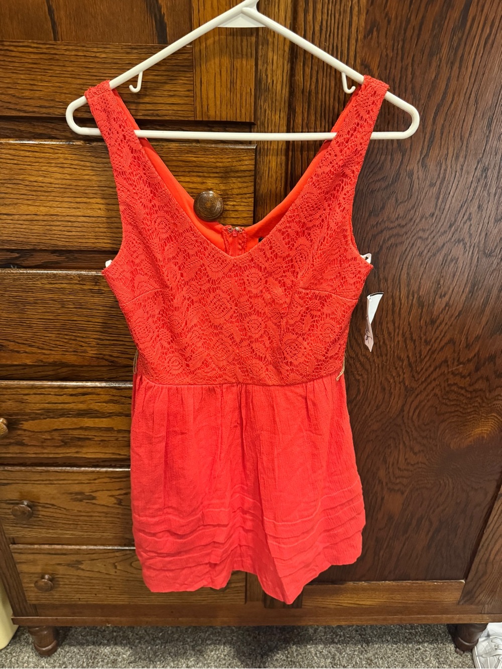 City Triangles Coral Lace Mini Dress